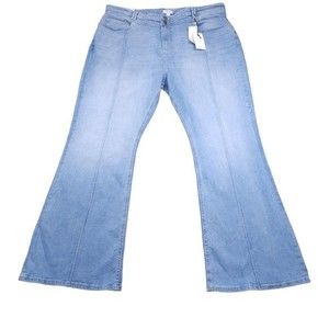 Forever 21 High Rise Slim Fit Flare Jeans Women's Plus Size 18 Light Wash Y2K